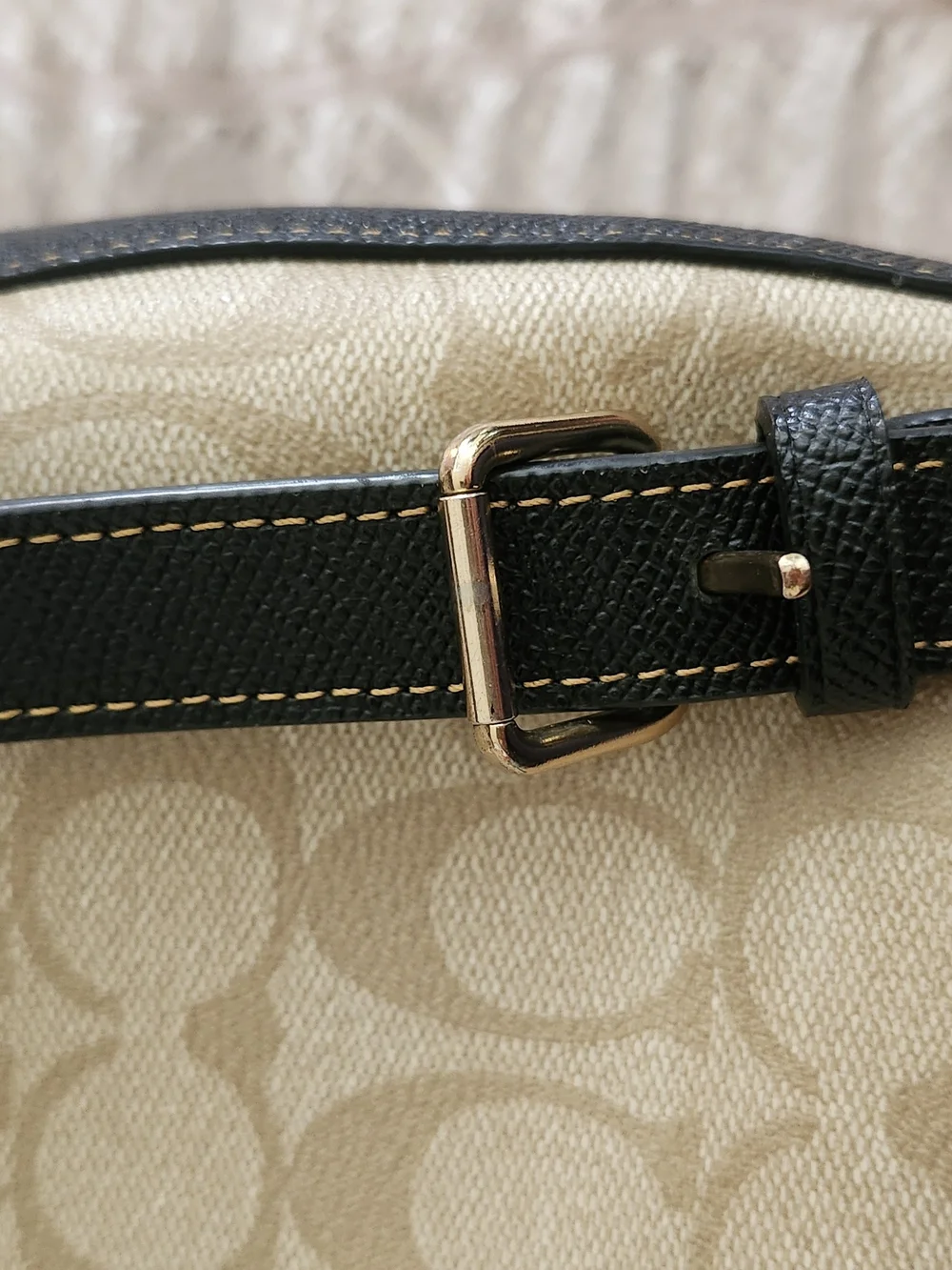 Coach Signature Print Beige & Black Mini Backpack